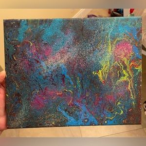 Pour painting with glitter